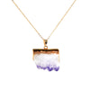 Image of 18K Gold Plated Raw Cluster Amethyst Crystal Necklace 