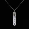 Image of Clear Quartz healing Crystal Necklace With Real 925 Silver Side Chain