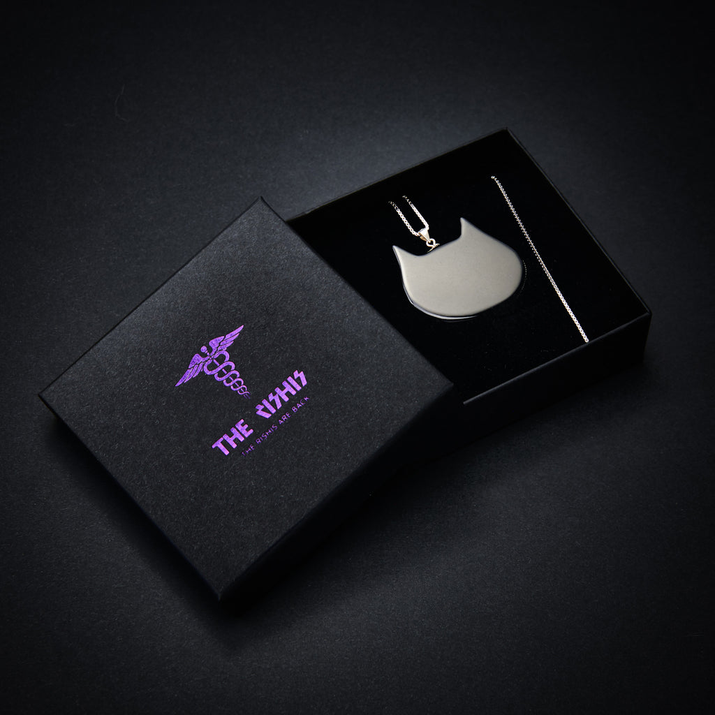 Black Obsidian Cat Necklace With Real 925 Silver Box Chain