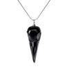Image of Black Obsidian Crystal Healing Raven Skull with Real Silver 925 Snake Chain from The Rishis Are Back Collection