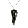 Image of Black Obsidian Crystal Healing Raven Skull with Real Silver 925 Snake Chain by The Rishis Are Back Collection