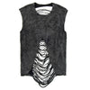 Image of Authentic Distressed Cut- Out T-Shirt: Black Clouds