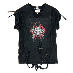 Authentic Vintage Distressed Cut- Out Black T-Shirt with Spider