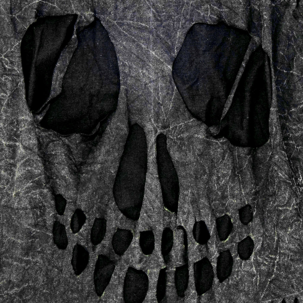 Authentic Distressed Cut Out Vintage Wash T-Shirt, Black Skull Shadow