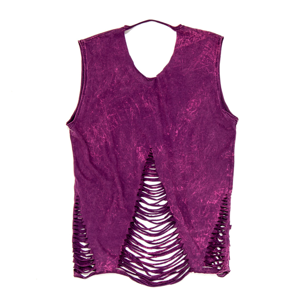 Authentic Distressed Cut- Out Vintage Wash T-Shirt, Purple Rain